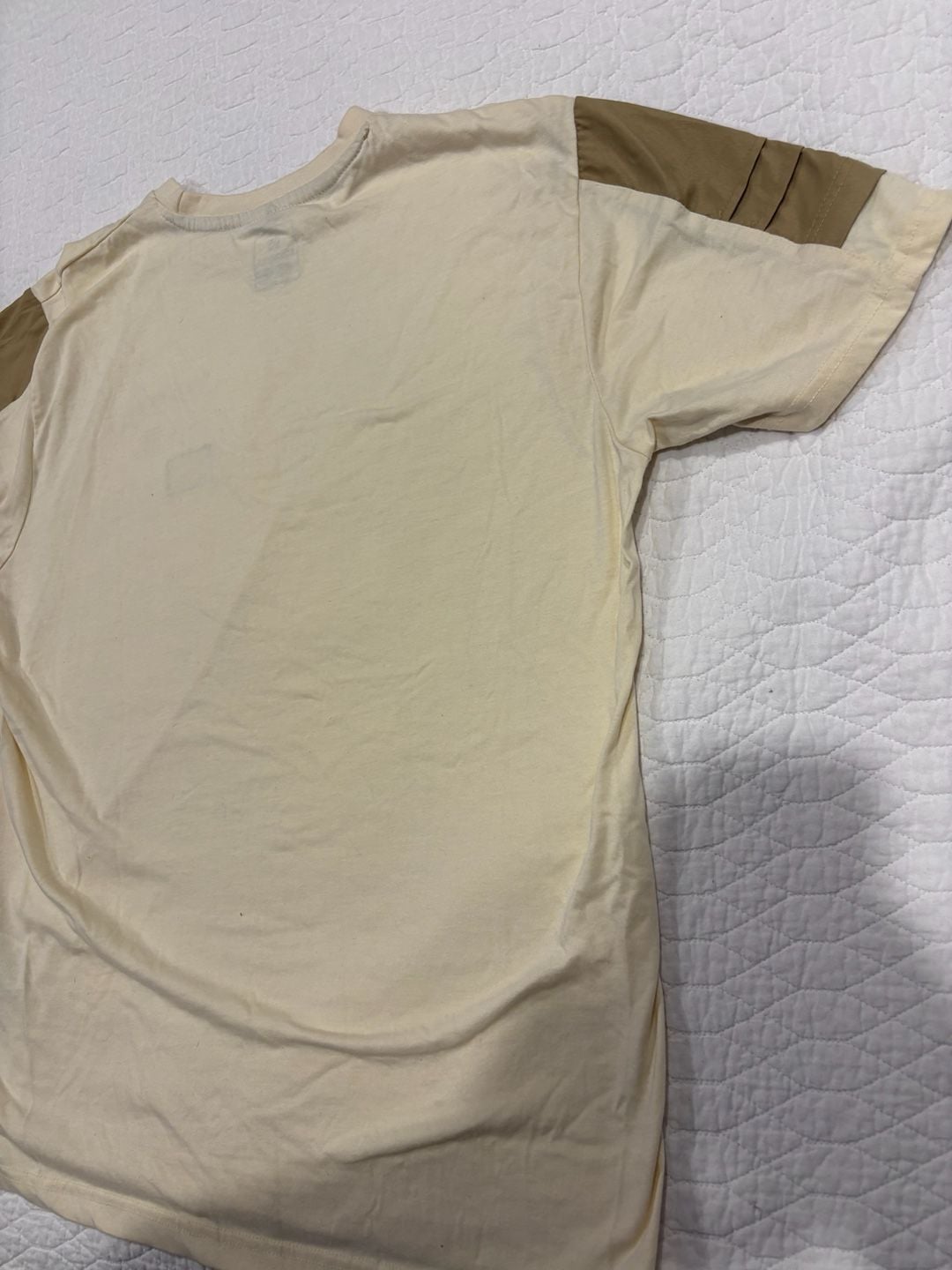 Southpole Men’s XL Cream T-Shirt Brown Shoulder Panels Graphic Tee 10