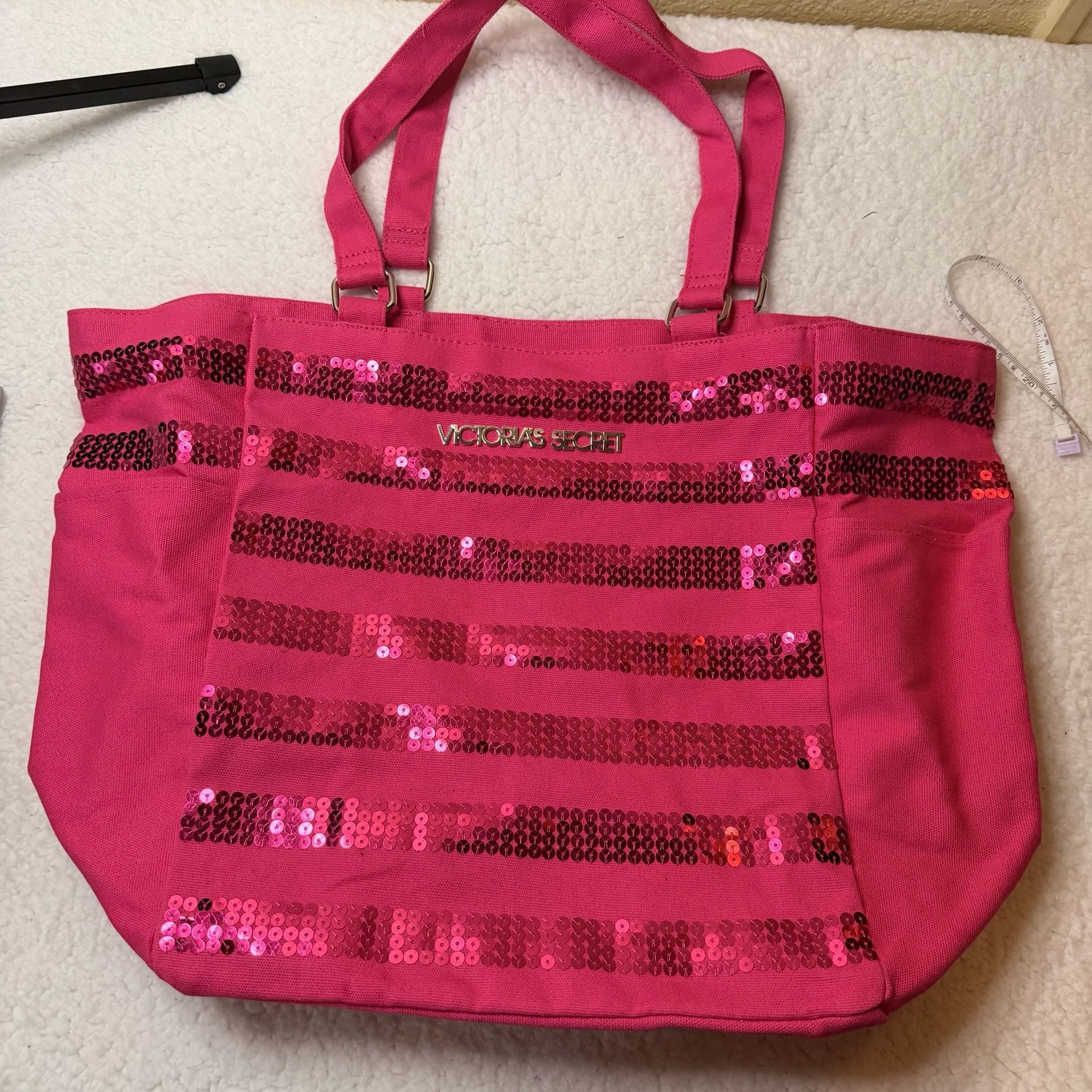 Victoria's Secret Pink Sequin Canvas Tote Bag 2