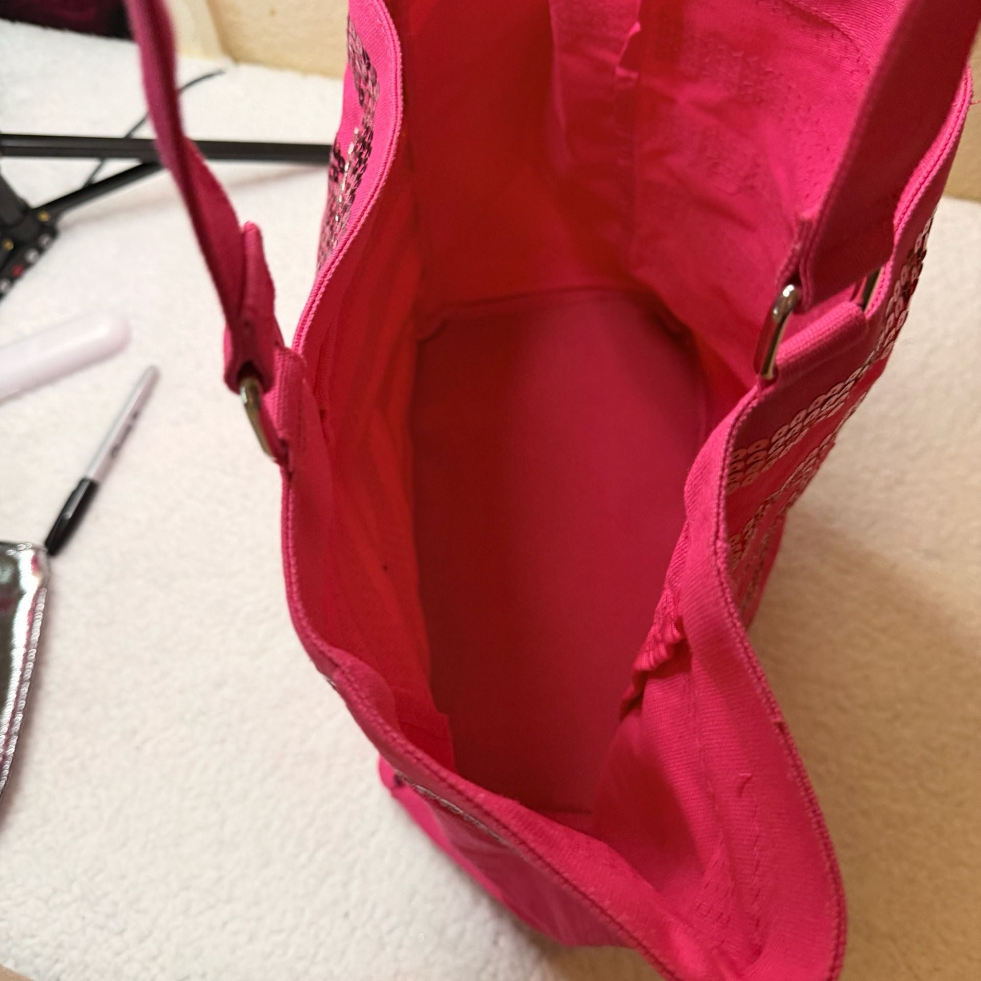 Victoria's Secret Pink Sequin Canvas Tote Bag 5