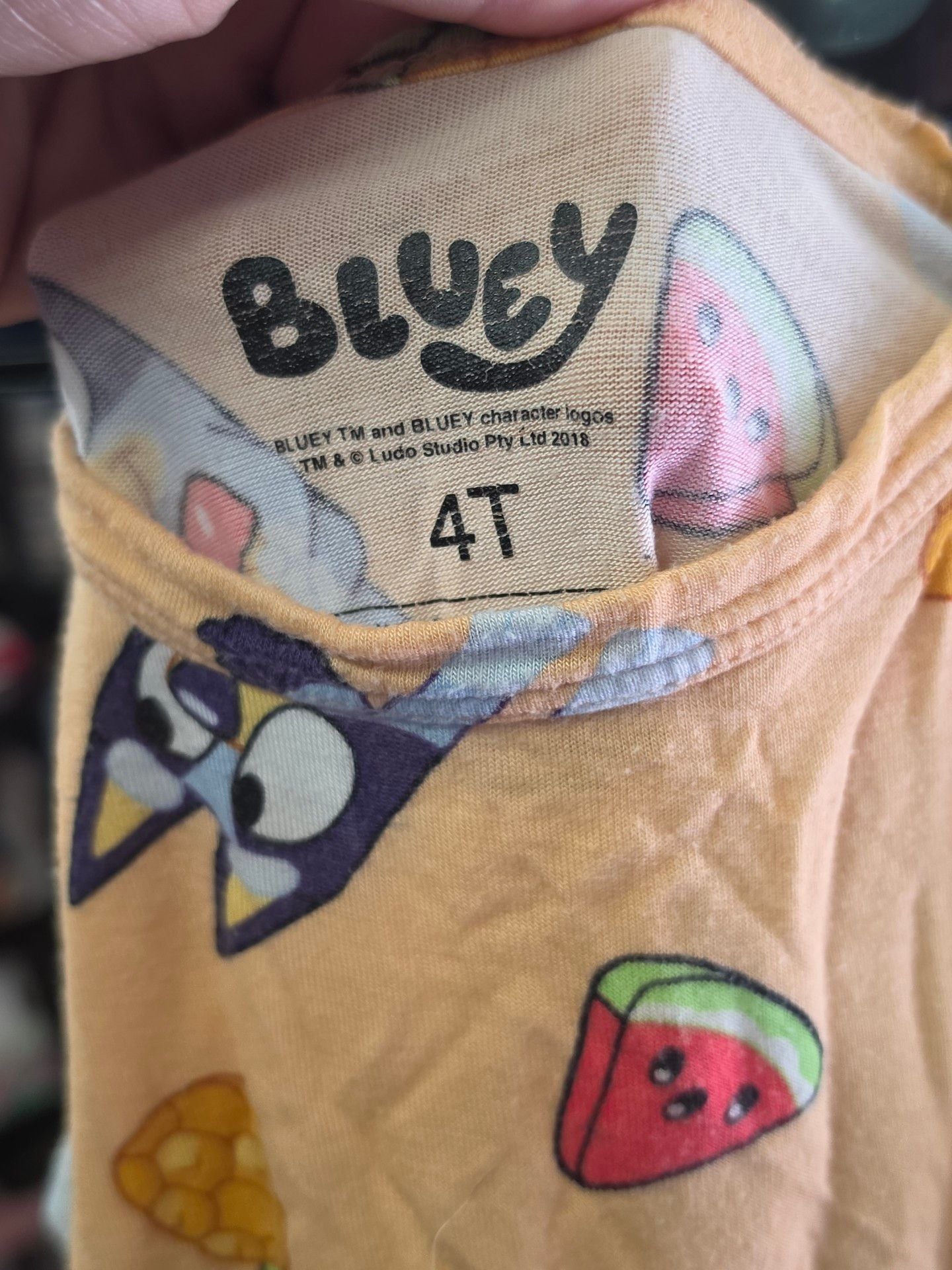 Bluey T-Shirt Size 4T Yellow Character Print 3
