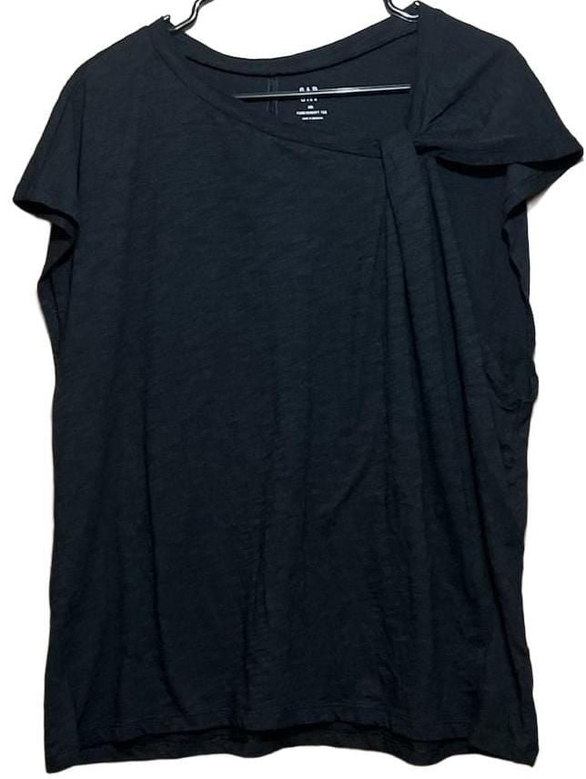 Gap Foreversoft Tee Size XXL Black Asymmetrical Twist Draped Top 2