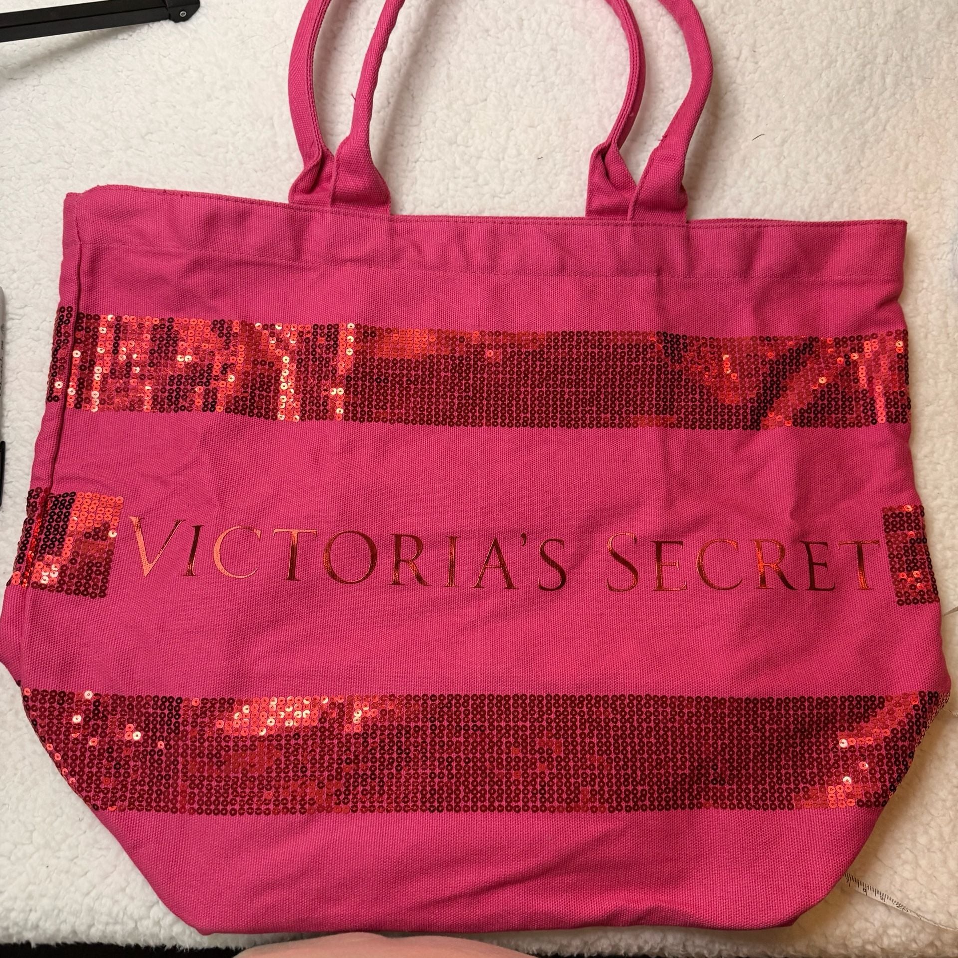 Victoria's Secret Pink Sequin Canvas Tote Bag 2