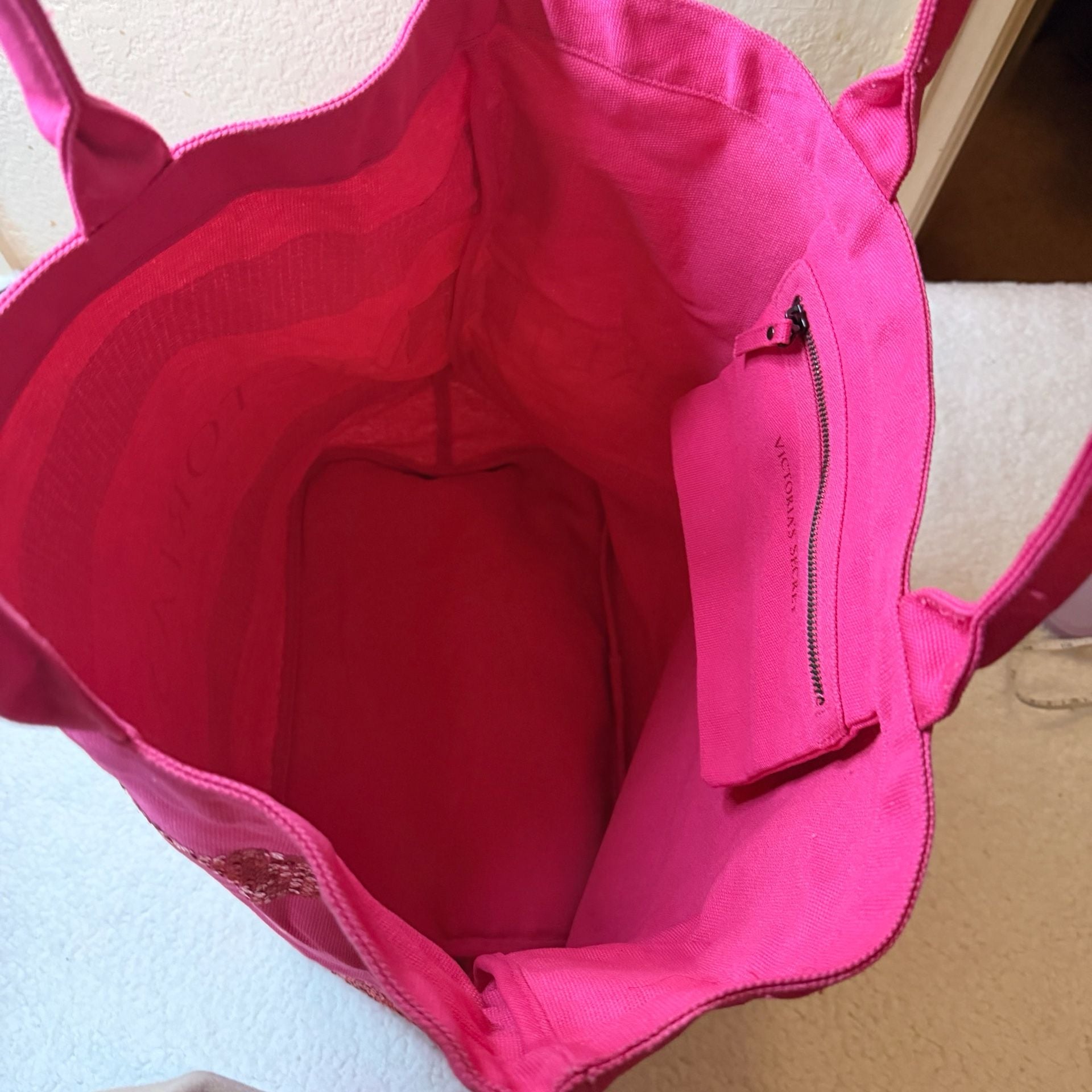 Victoria's Secret Pink Sequin Canvas Tote Bag 5