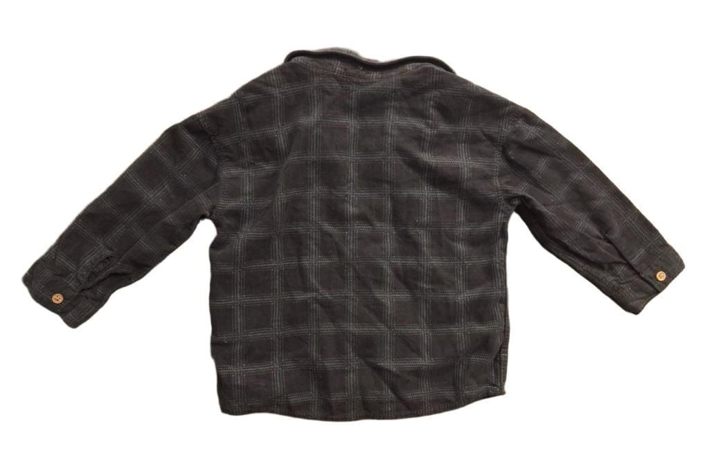 H&M Corduroy Plaid Button Down Shirt Size 18M Charcoal 4