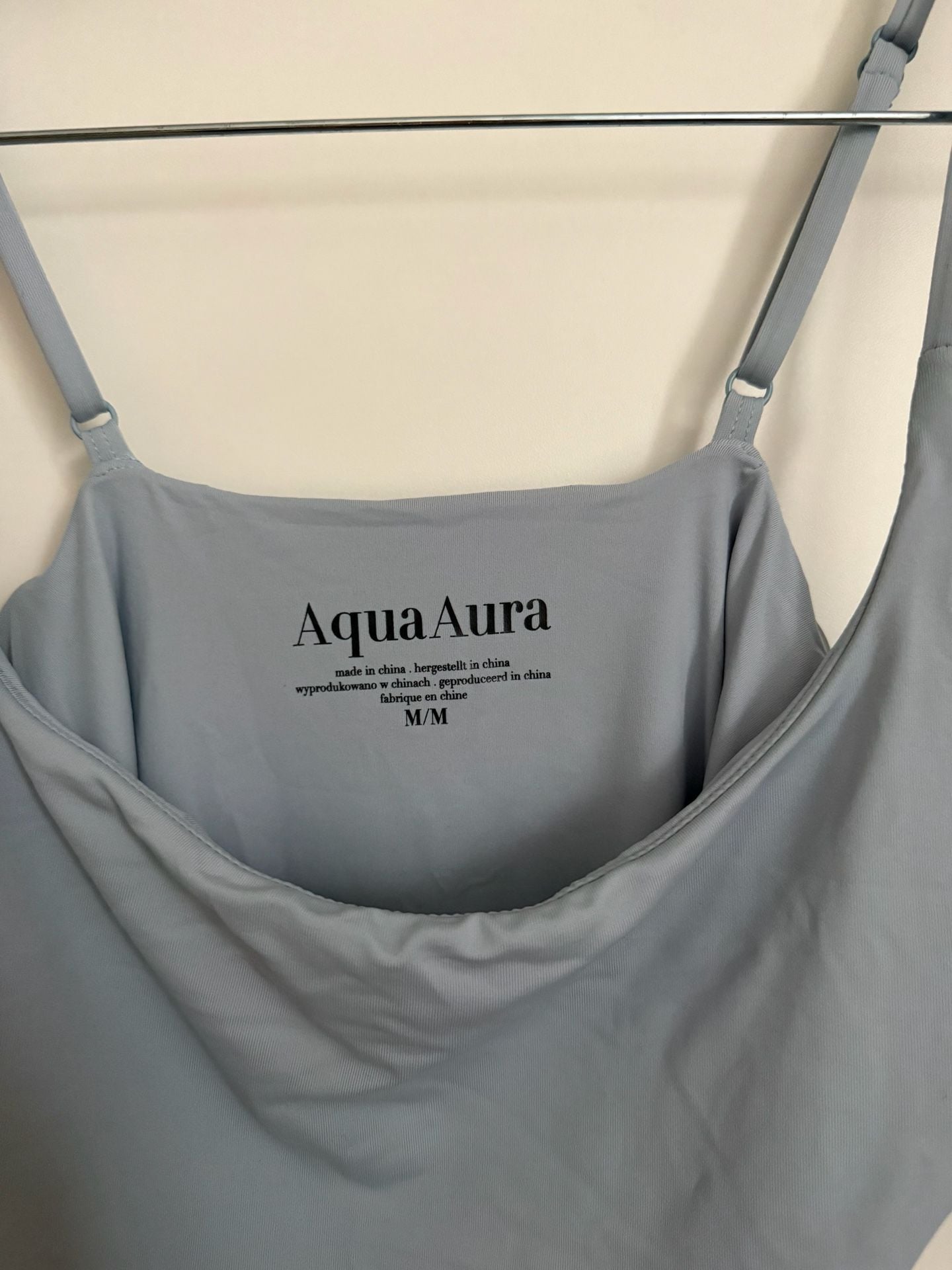 Aqua Aura Bathing Suit Size M Blue Square Neck Adjustable Straps 4