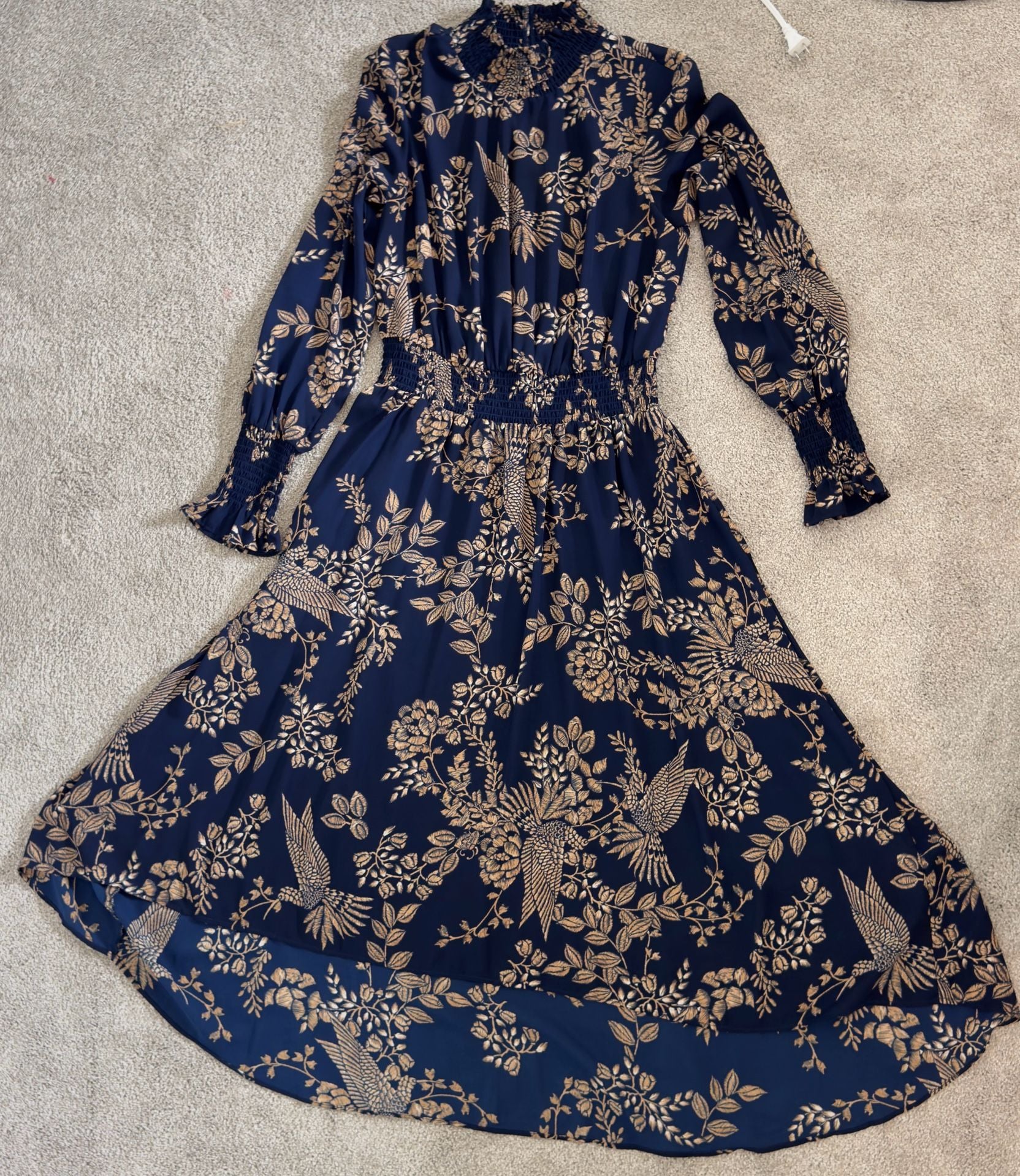 Nanette Lepore Midi Dress 8 Floral Print Ruffled Neck 2