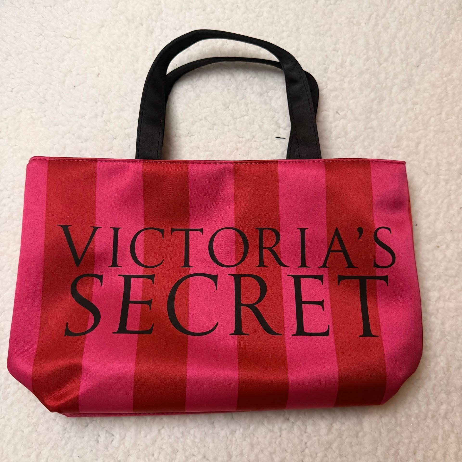 Victoria's Secret Mini Tote Bag Pink Red Stripes 2