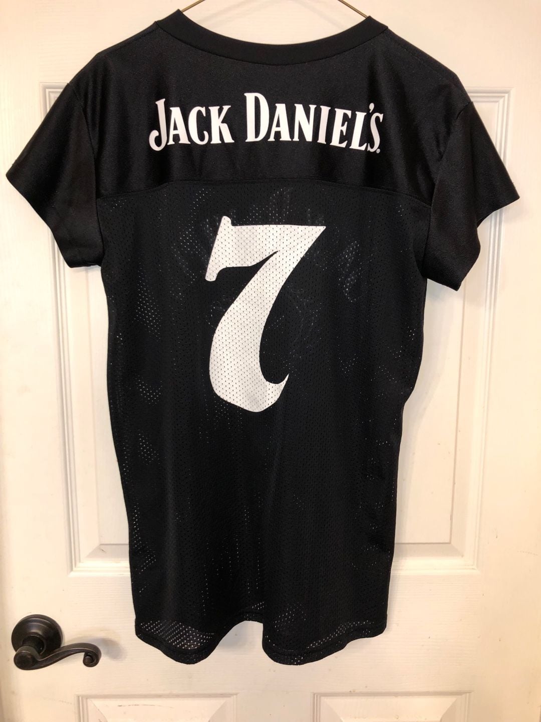 Jack Daniel's Football Jersey Size LG Black Mesh Old No. 7 V-Neck 3