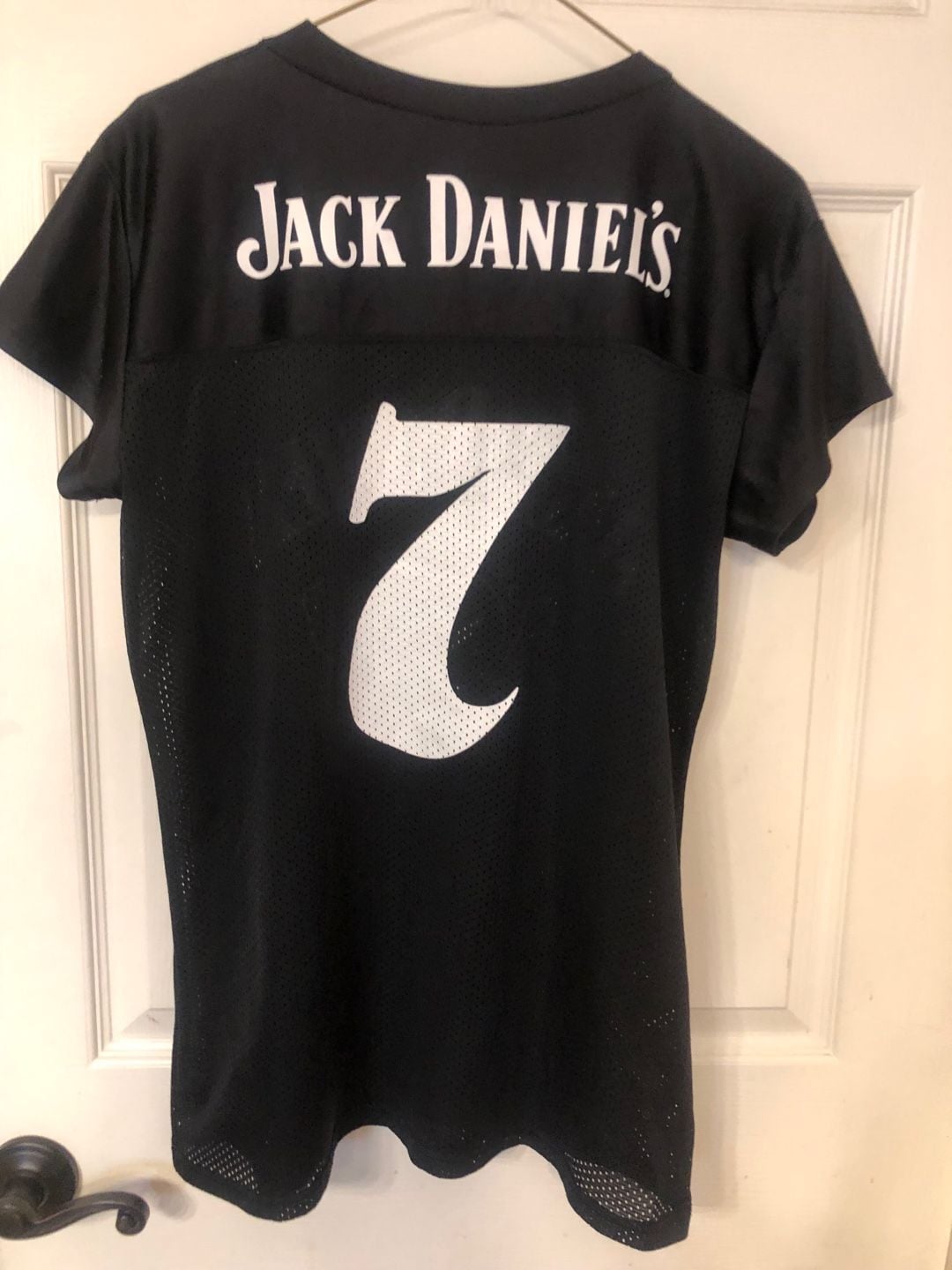 Jack Daniel's Football Jersey Size LG Black Mesh Old No. 7 V-Neck 6