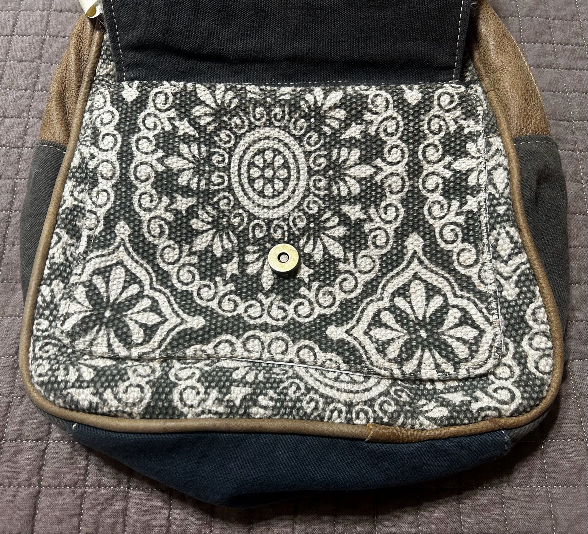 Myra Bag Canvas and Cowhide Leather Western Backpack 7
