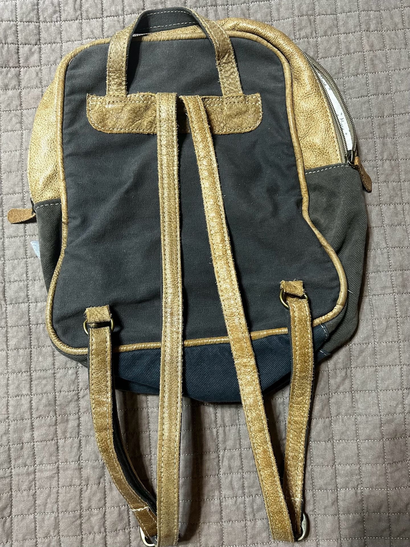 Myra Bag Canvas and Cowhide Leather Western Backpack 4