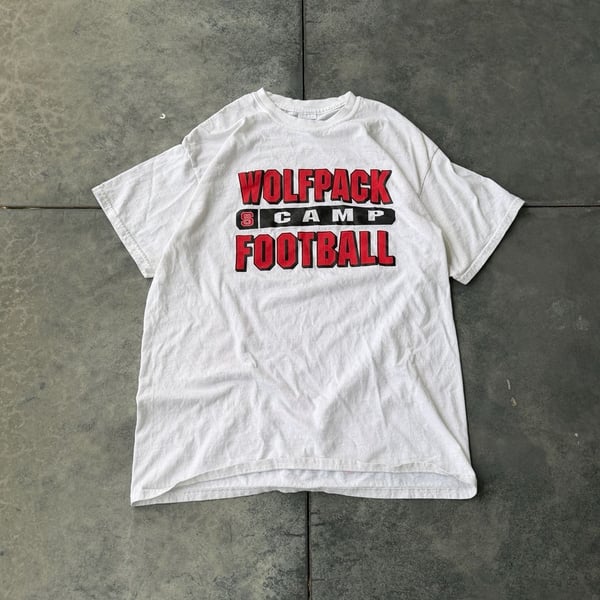 Vintage NC State Wolfpack Football Camp T Shirt L Gildan 90s NCAA College Red
