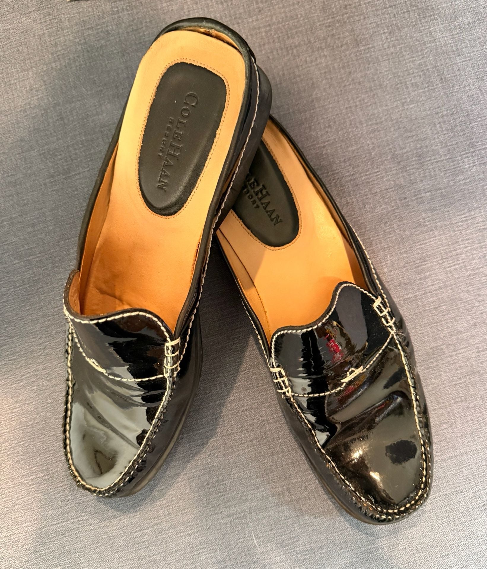 Cole Haan Black Torie Patent Leather Mule Loafers 5
