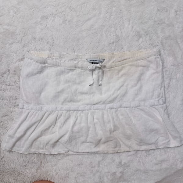 Abercrombie & Fitch Mini Skirt Size M White Cotton Drawstring Ruffled