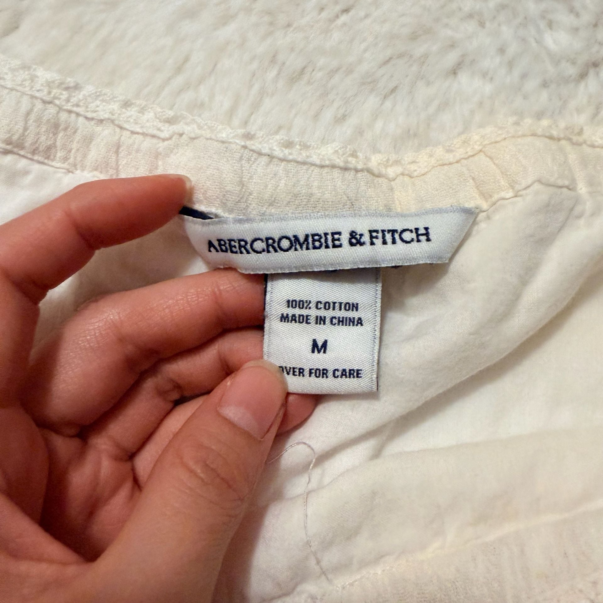 Abercrombie & Fitch Mini Skirt Size M White Cotton Drawstring Ruffled 5