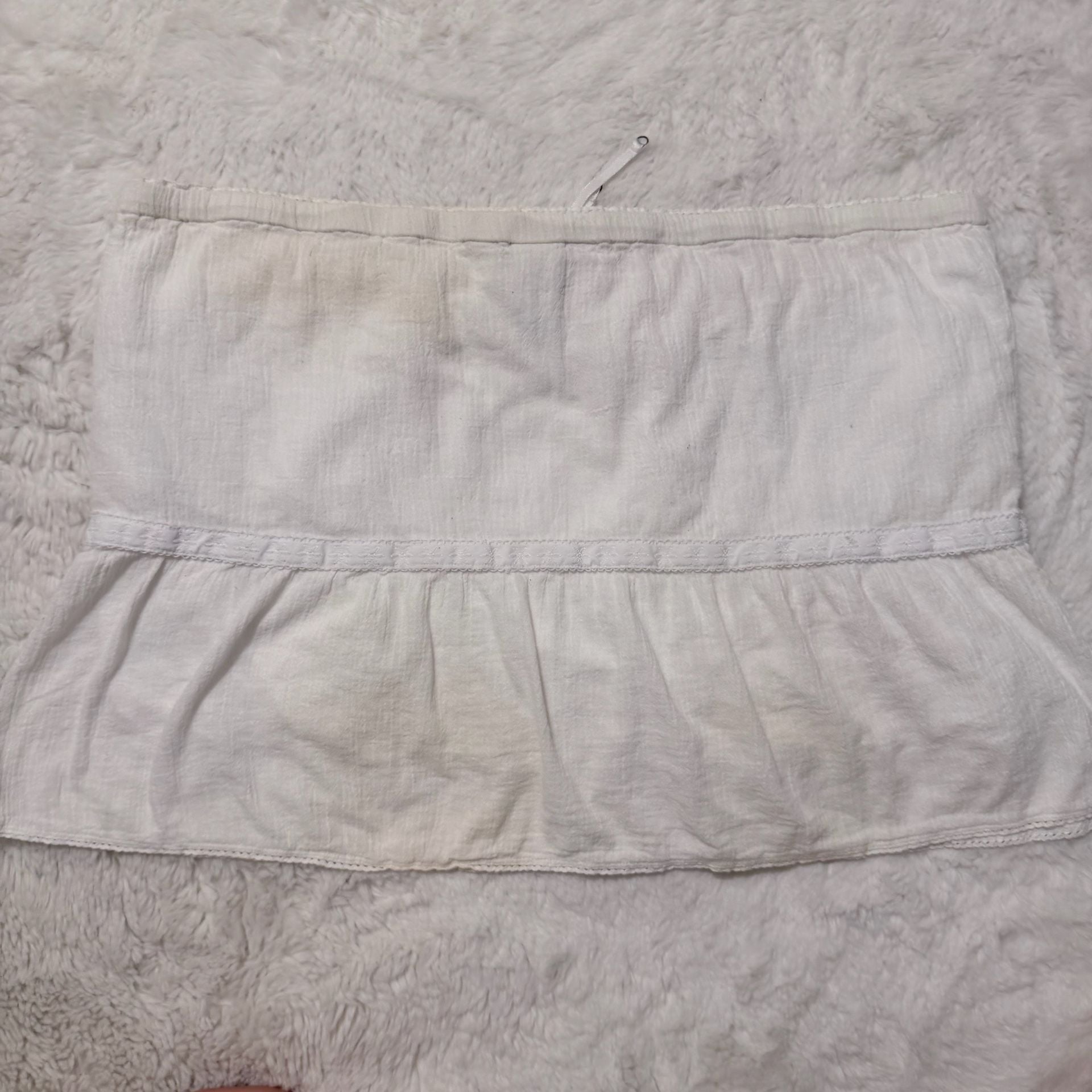 Abercrombie & Fitch Mini Skirt Size M White Cotton Drawstring Ruffled 7