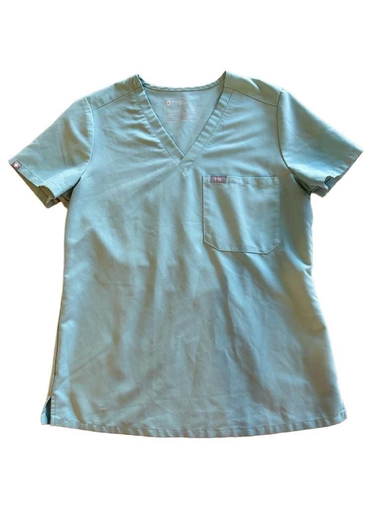 Figs Catarina Scrub Top Jade Green V-Neck 1-Pocket 2