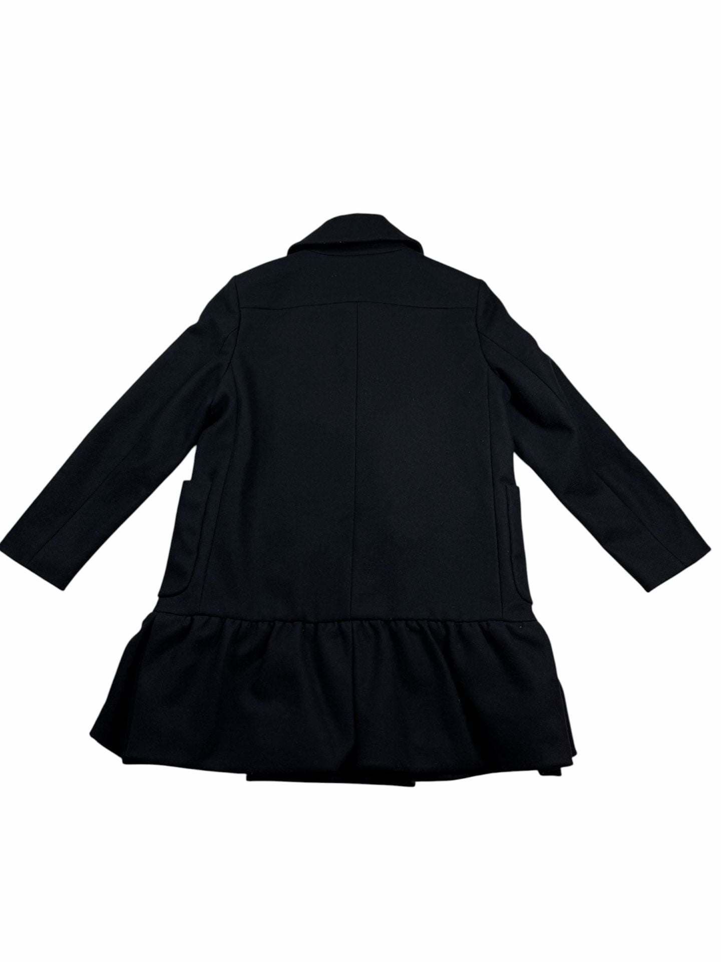 Miu Miu Wool Silk Ruffle Peplum Coat Black Size 40 Italy Double Breasted 3