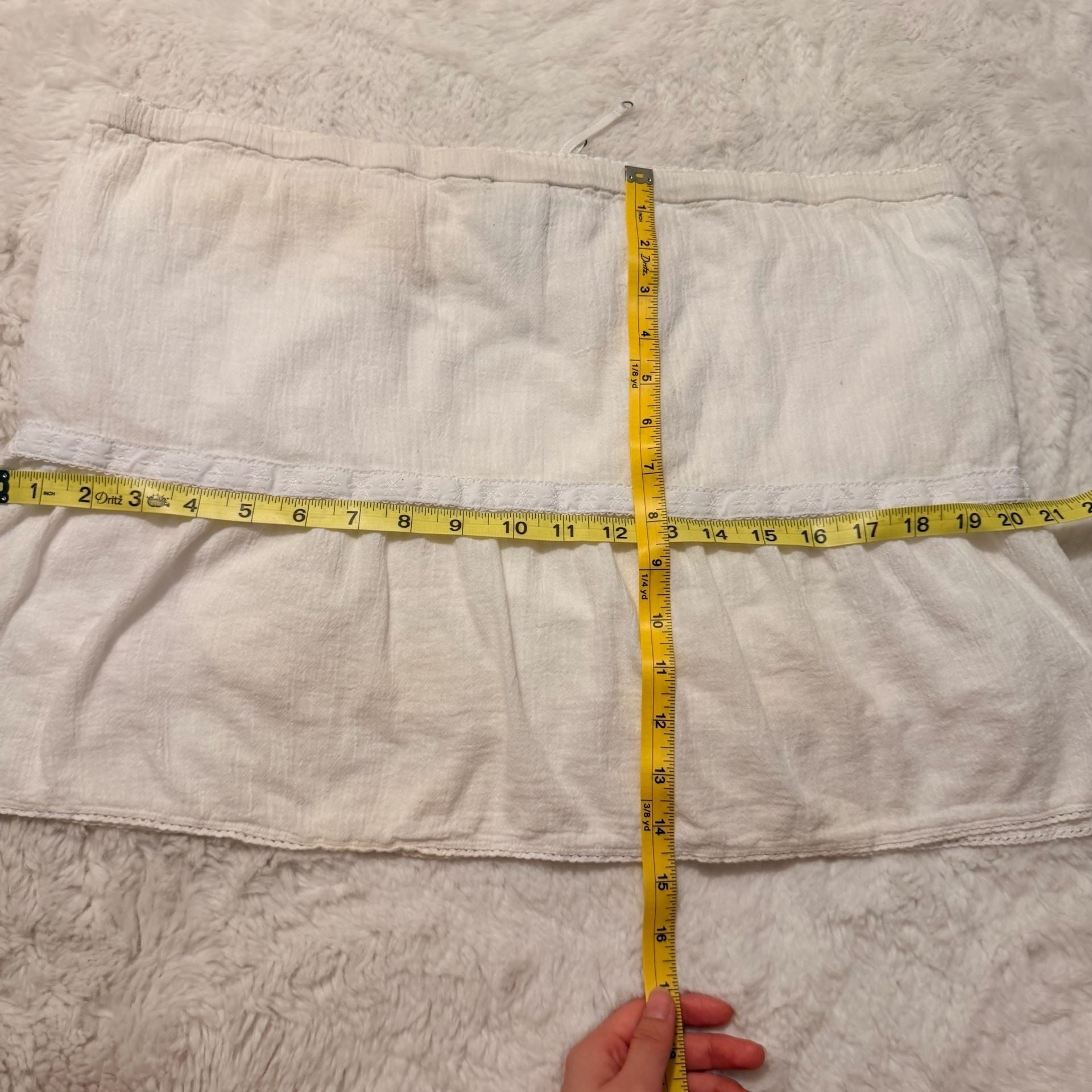 Abercrombie & Fitch Mini Skirt Size M White Cotton Drawstring Ruffled 8