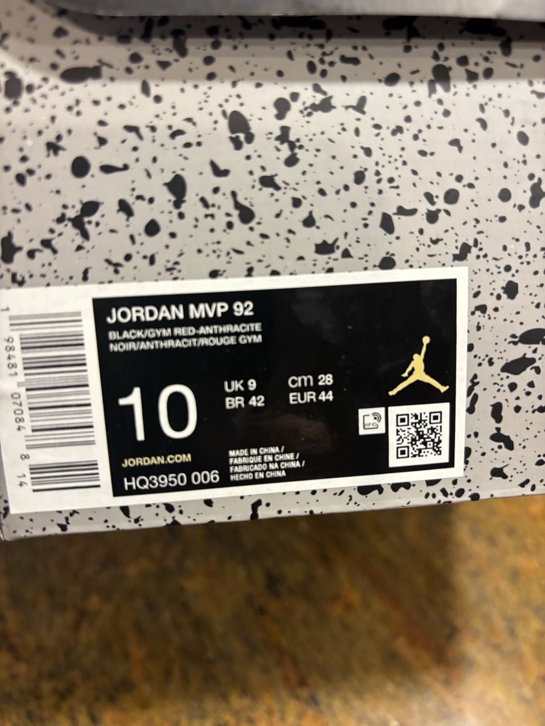 Jordan MVP 92 Size 10 Black Gym Red Anthracite Bred 11