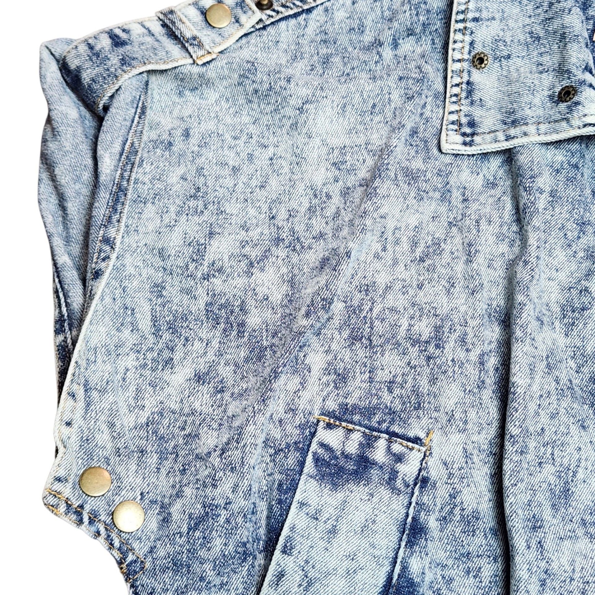 36Point5 Acid Wash Denim Vest Size S Belted Studded Sleeveless Jacket 11