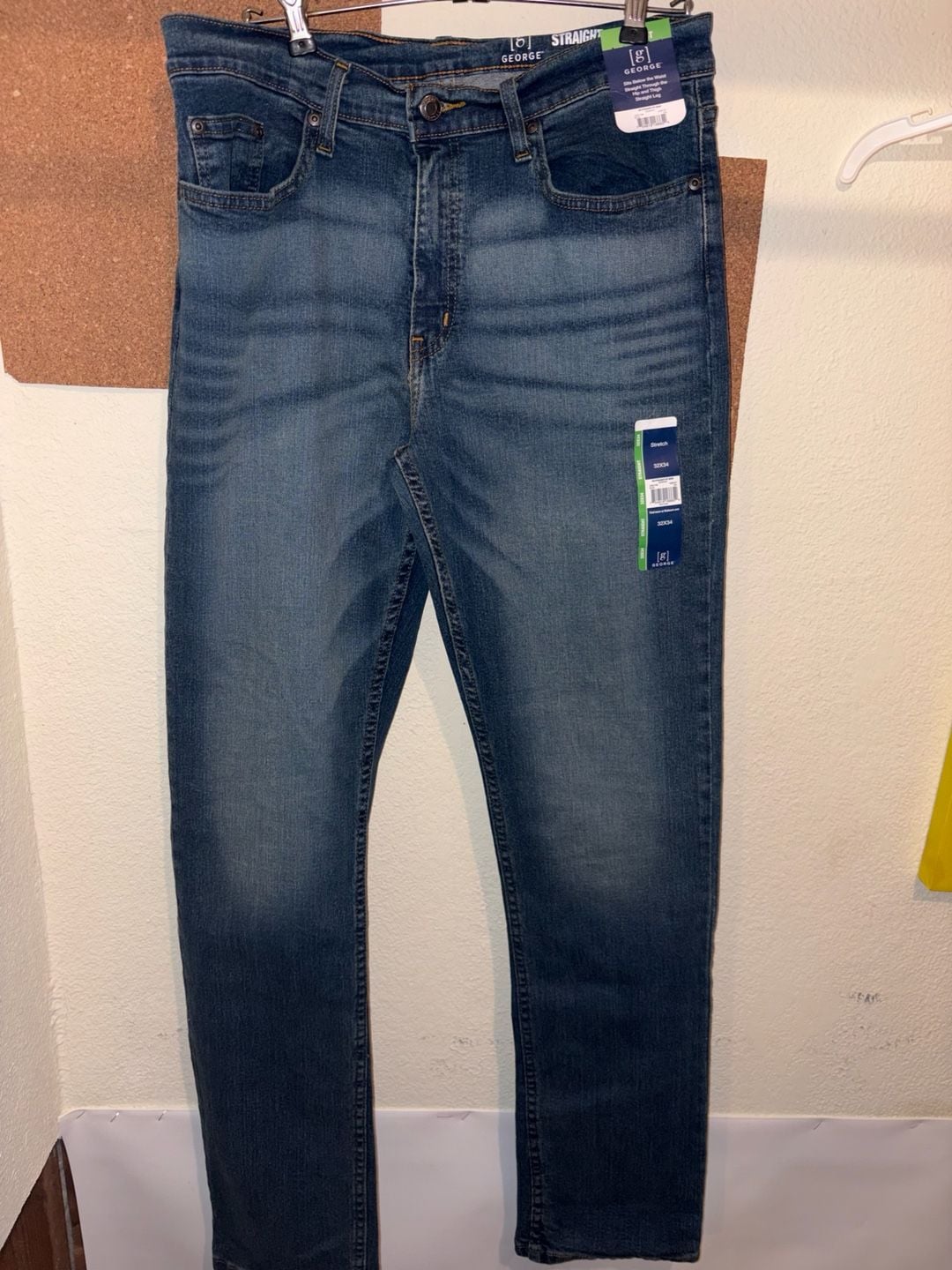 George Straight Jeans Size 32x34 Blue Denim Stretch 3