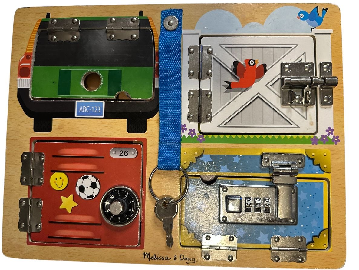 Melissa & Doug Lock & Latch Board Wooden Educational Toy 1
