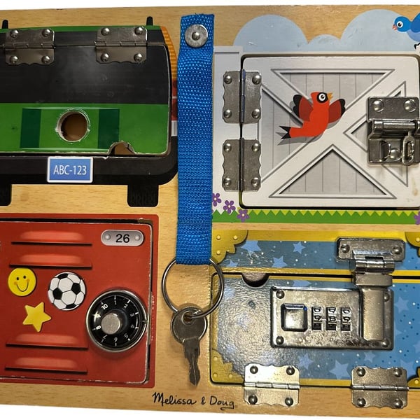 Melissa & Doug Lock & Latch Board Wooden Educational Toy