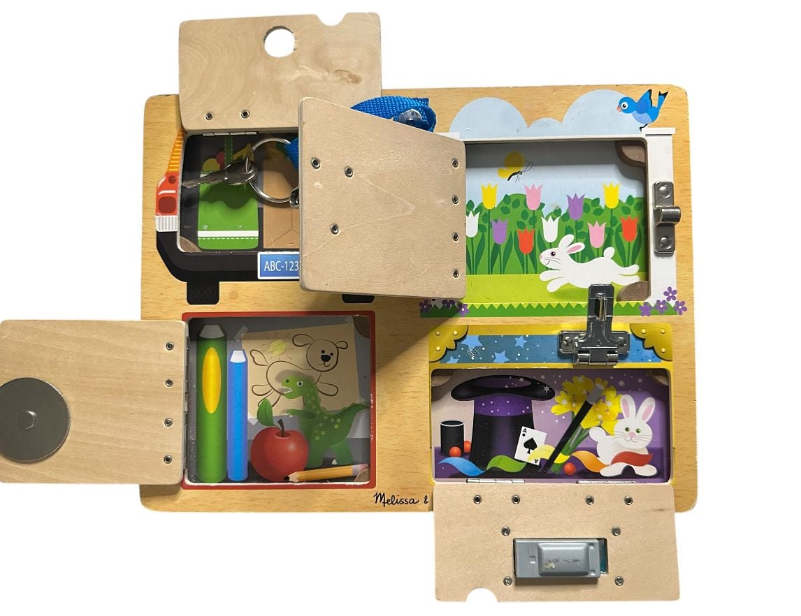 Melissa & Doug Lock & Latch Board Wooden Educational Toy 2