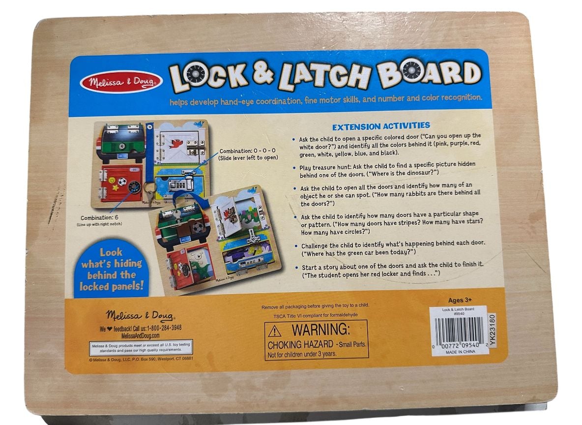 Melissa & Doug Lock & Latch Board Wooden Educational Toy 3