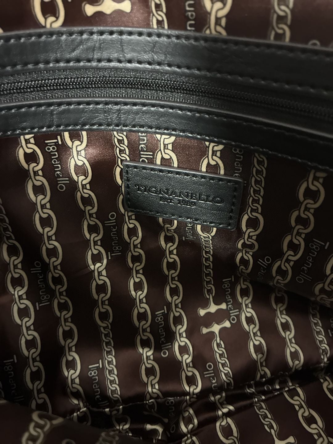 Tignanello Black Leather Studded Handbag 7