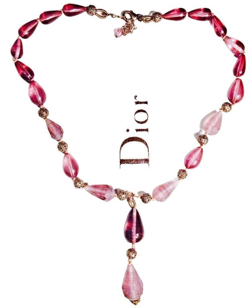 Berry & Gold Tone Lariat Necklace 2