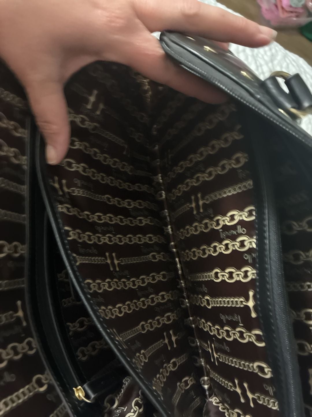 Tignanello Black Leather Studded Handbag 10