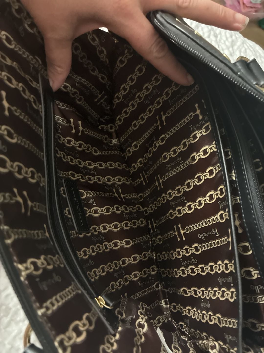 Tignanello Black Leather Studded Handbag 11