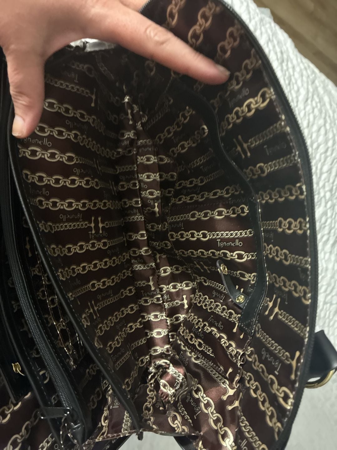 Tignanello Black Leather Studded Handbag 12