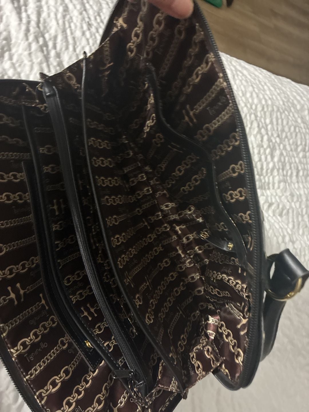 Tignanello Black Leather Studded Handbag 13