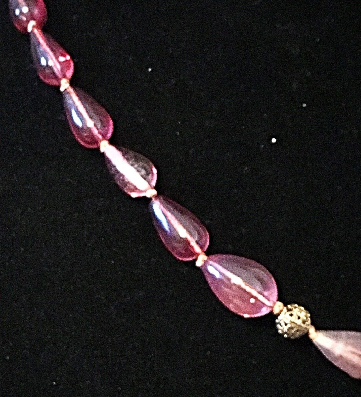 Berry & Gold Tone Lariat Necklace 8