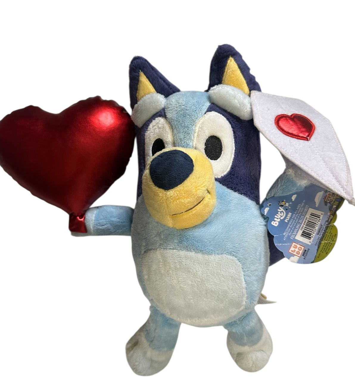 Bluey Valentine Plush Toy Holding Red Heart and Letter New with Tags 1