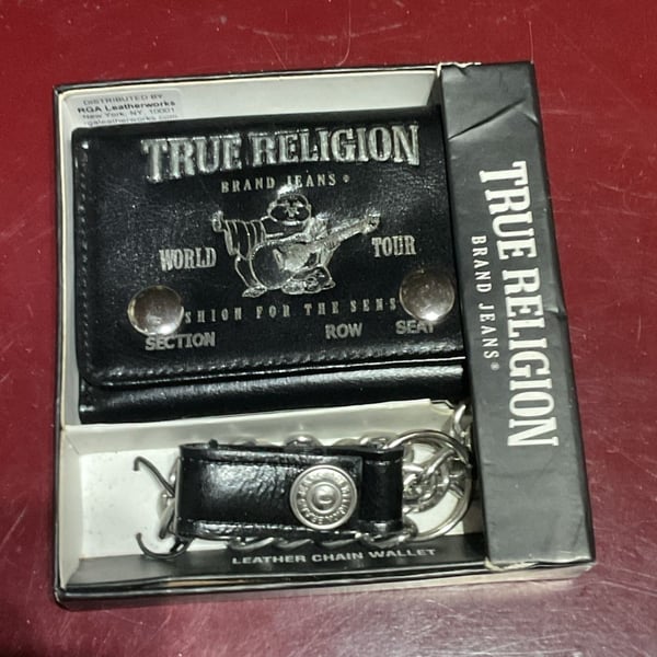True Religion Evans Leather Chain Wallet Black