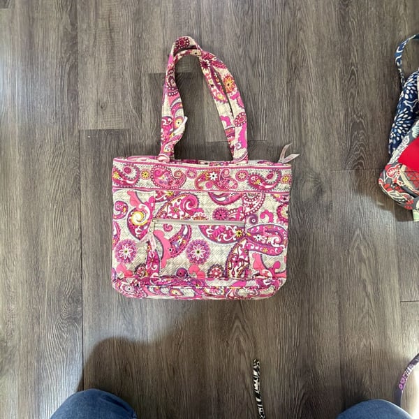 VERA BRADLEY Shoulder Tote Purse RETIRED Paisley Meets Plaid Pattern Pink NICE