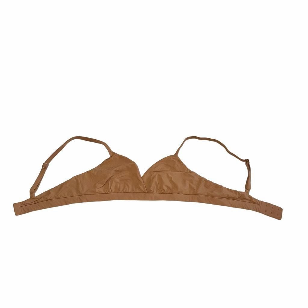 Quince Second Skin Crossover Tan Bralette Small 2