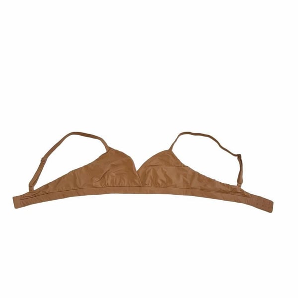 Quince Second Skin Crossover Tan Bralette Small