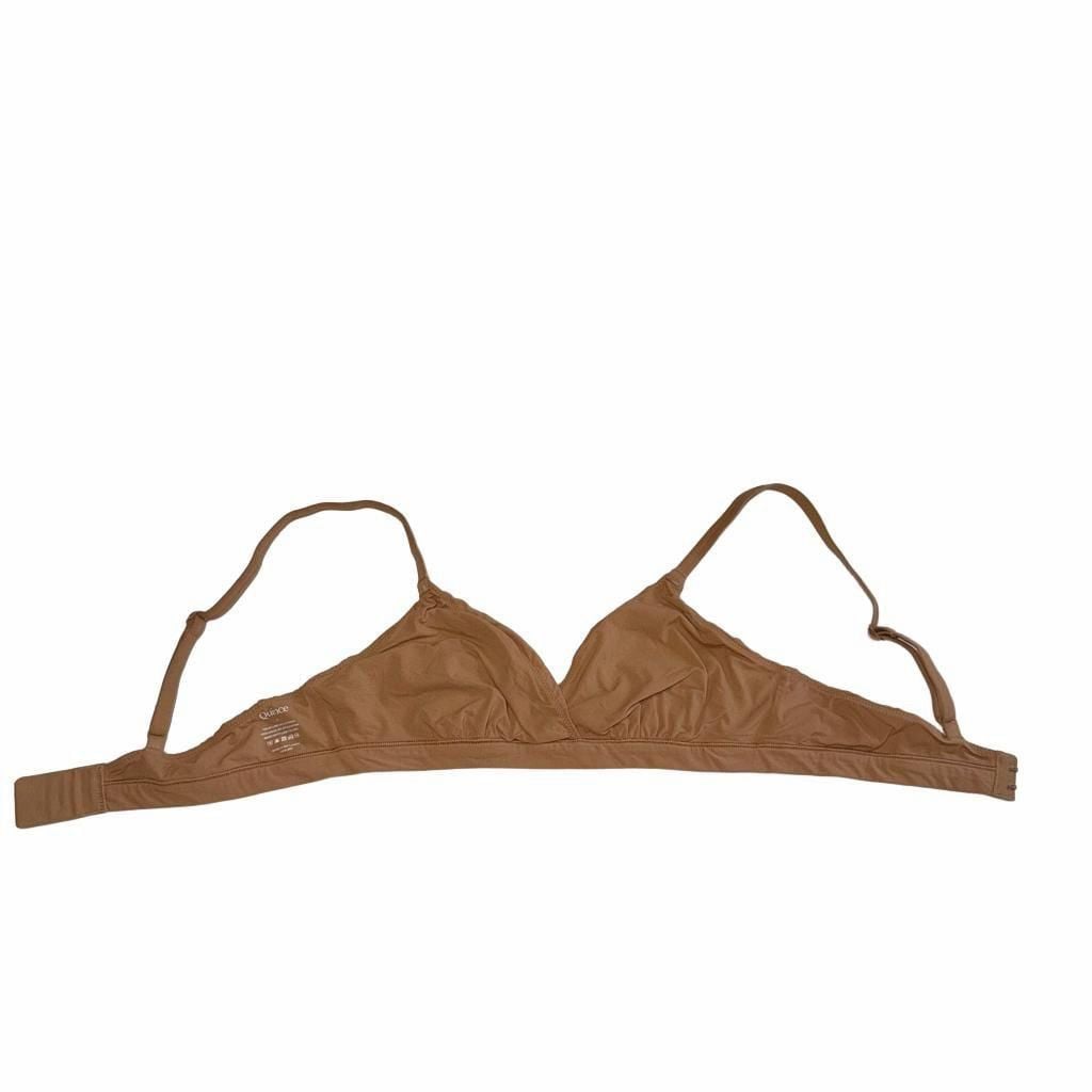 Quince Second Skin Crossover Tan Bralette Small 3