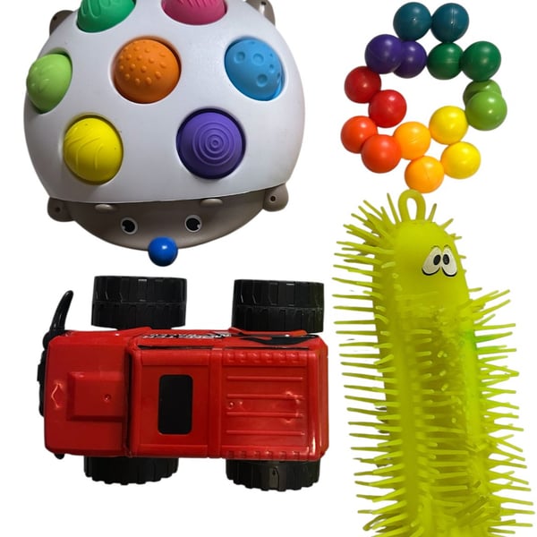 Sensory Toys Assortment Fidget Hedgehog Truck Caterpillar Ball Toy Set