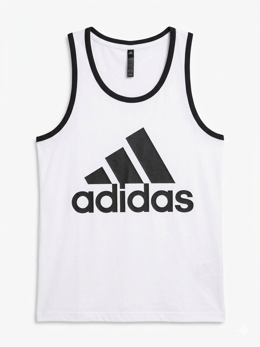 Adidas Badge of Sport Tank Size S White Black Logo 2