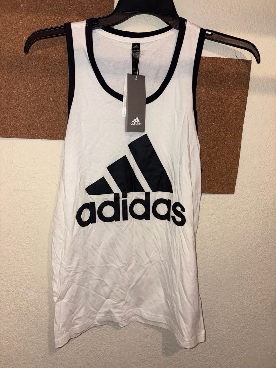 Adidas Badge of Sport Tank Size S White Black Logo 3
