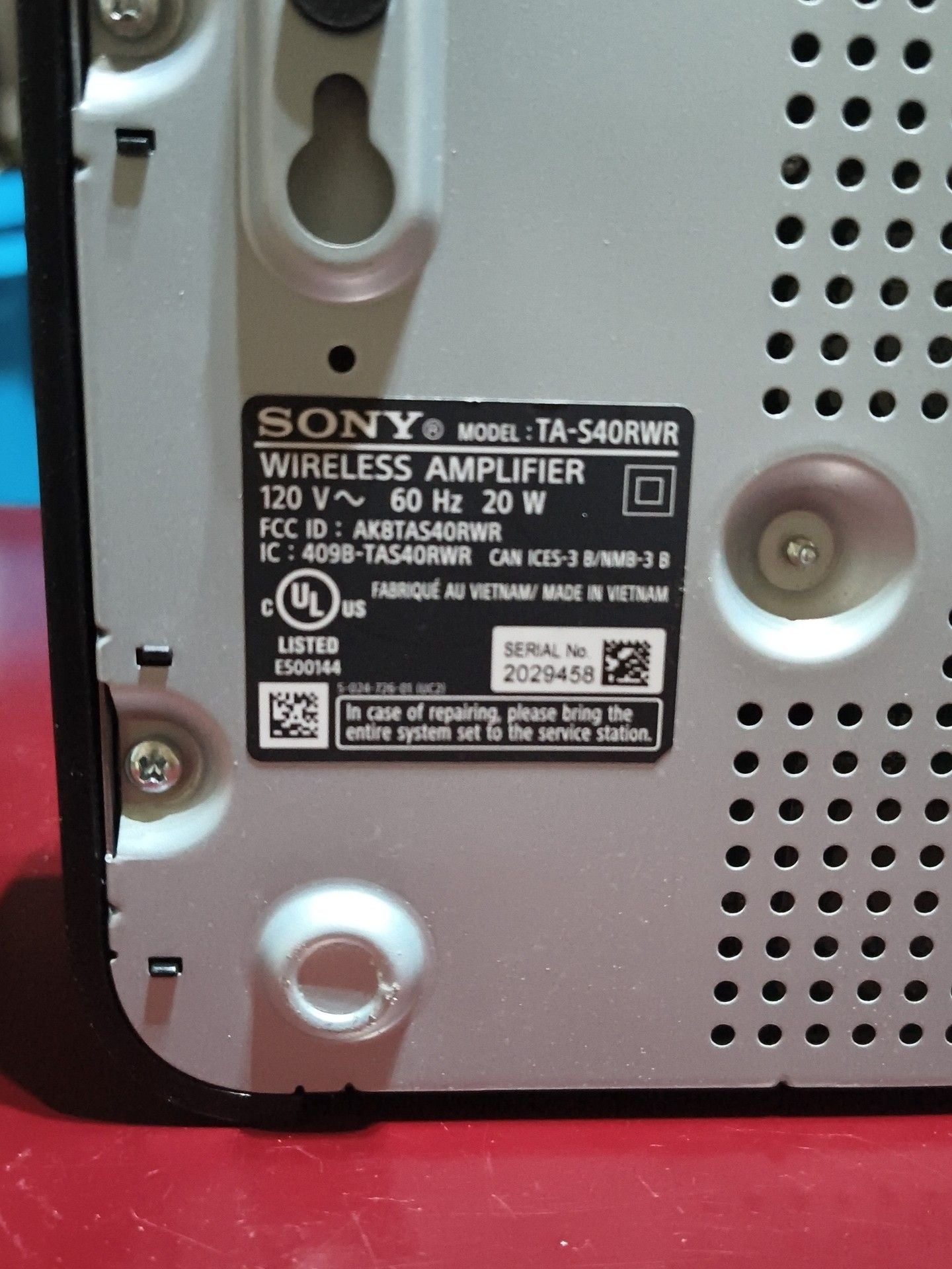 Sony TA-S40RWR Wireless Amplifier for Surround Speakers 4