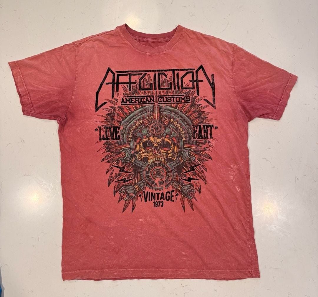 Affliction American Customs Live Fast T-Shirt Size X-Large Red 2
