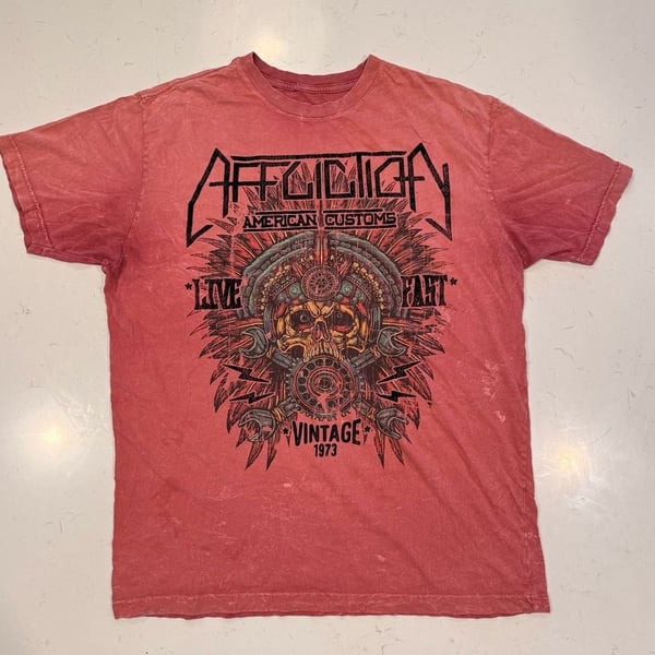 Affliction American Customs Live Fast T-Shirt Size X-Large Red