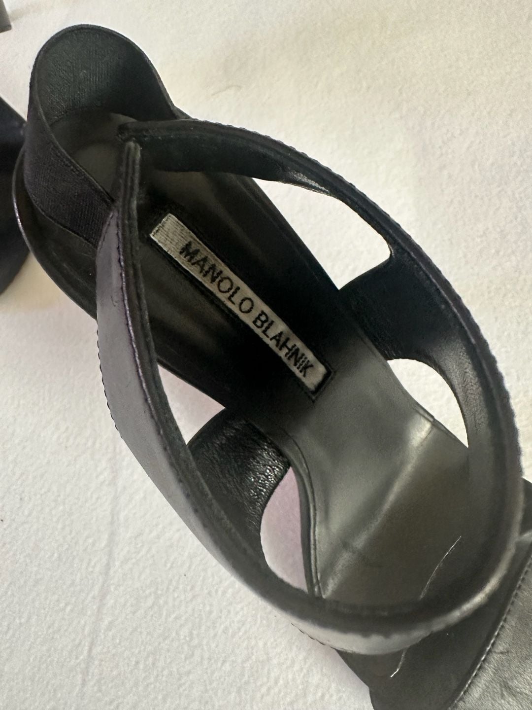 Manolo Blahnik Black Leather Heels Size 38.5 3